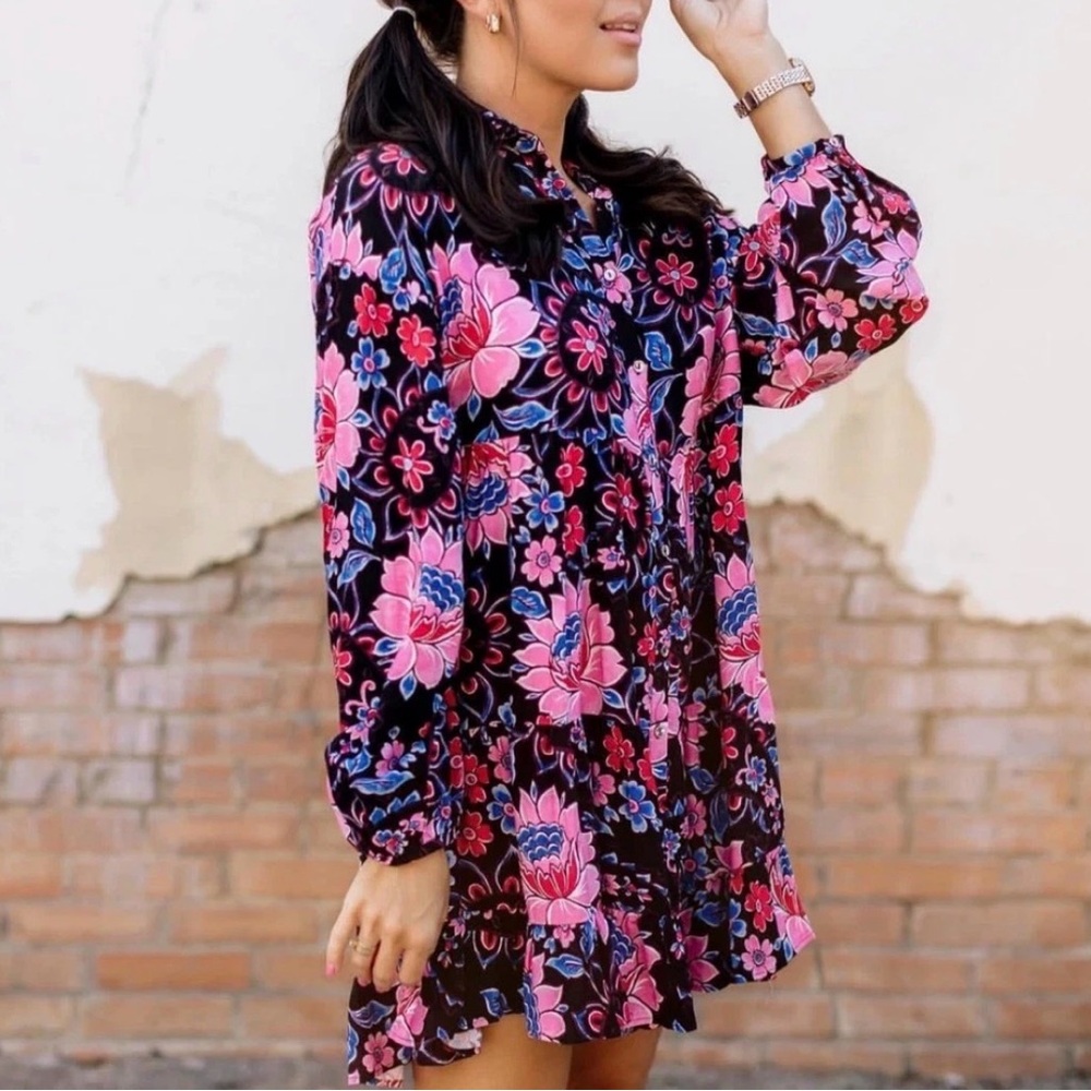 Zara Floral Mini Tunic Dress XS